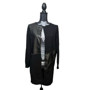 Siani Milano black studded faux leather cardigan